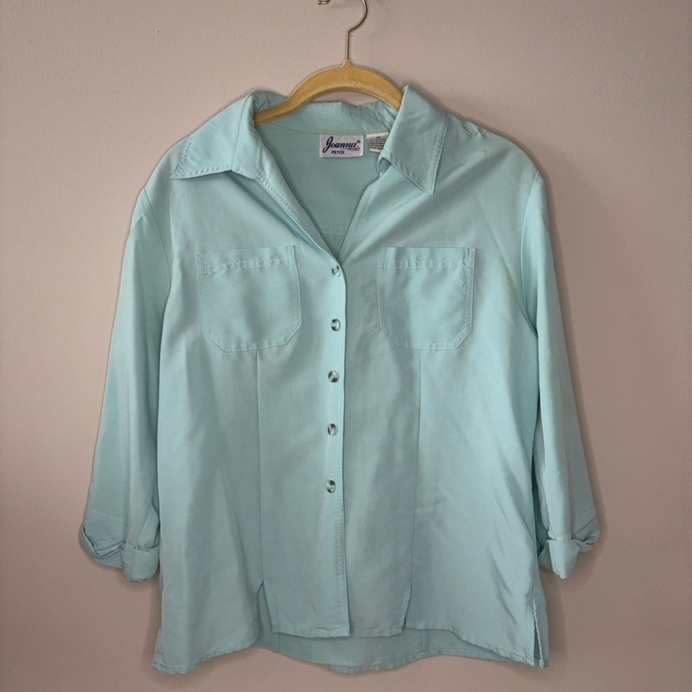 Joanna Mint Green Button-Front Shirt with Chest Pockets